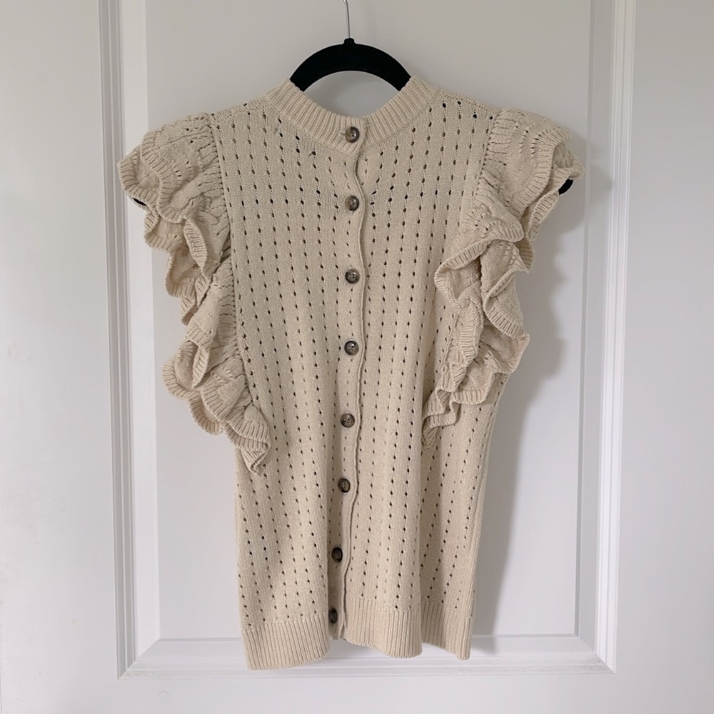 Cream Ruffled Knit Top - Picture 2 of 3